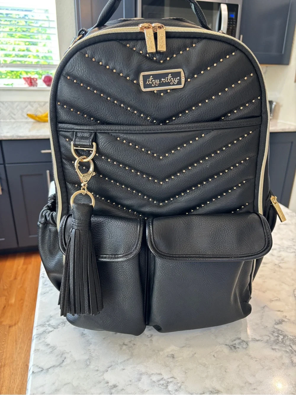 Itzy Ritzy Black Quilted Backpack Diaper Bag